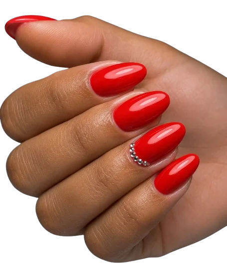 Verniz gel vermelho clássico com strass