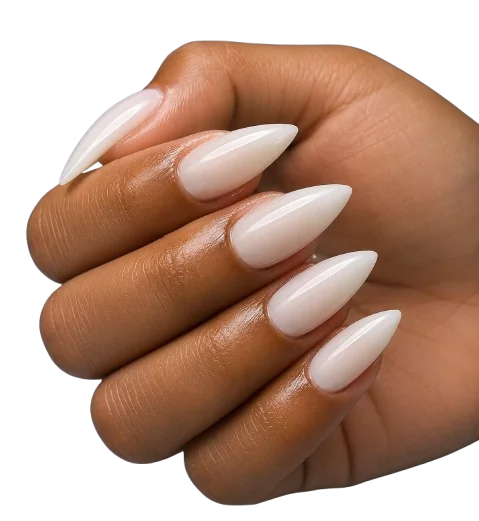 Alongamento stiletto em nude